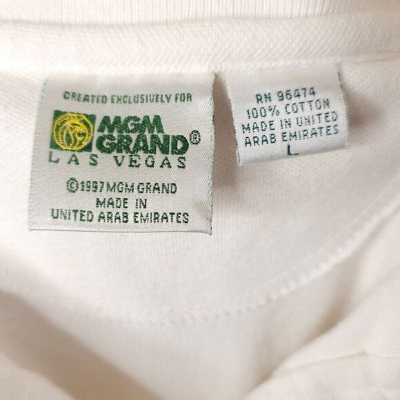 Vintage MGM Grand Polo Shirt Mens Size Large White 90s Las Vegas - Picture 4 of 5